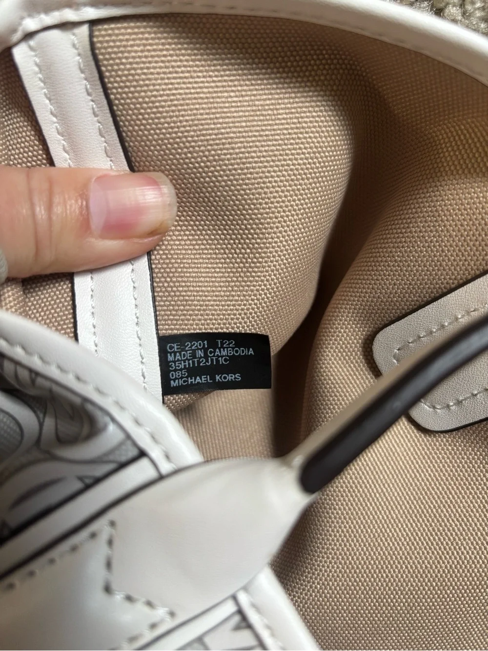 Michael Kors Jodie Small Logo Jacquard Tote Bag – White/Gray